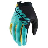 100% Itrack Black/Aqua Gloves