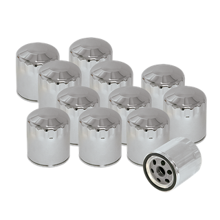 S&S 12 Pack Of Chrome Oil Filters For Hd Sportster, Hd Evolution, And Shovelhead Models