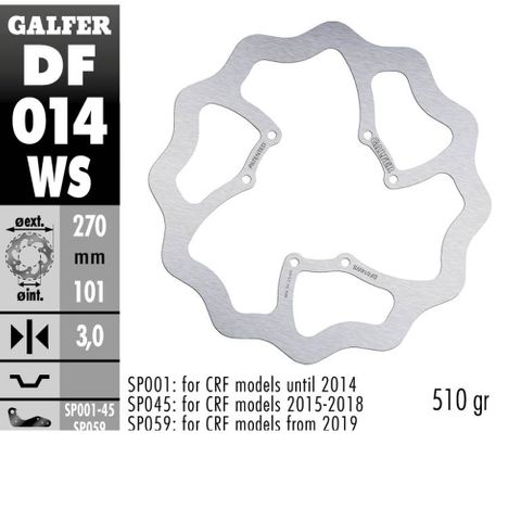 DF014WS GALFER OE ROTOR CRF250R 04-14/450R 01-18