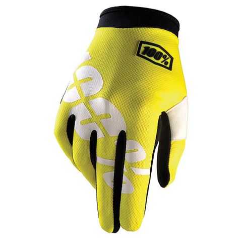 100% Itrack Neon Yellow Gloves