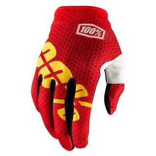 100% Itrack Fire Red/Yellow Gloves