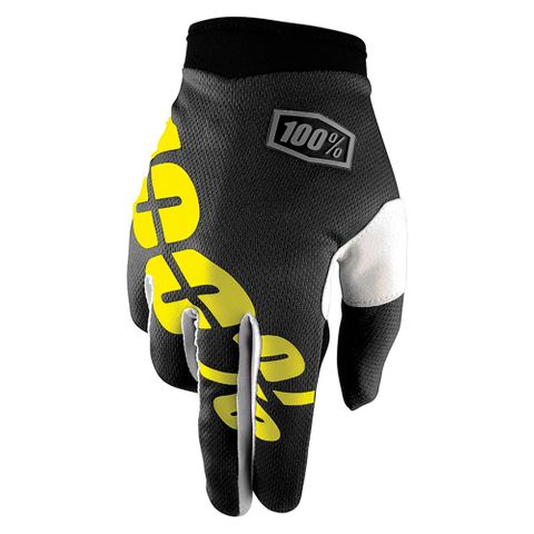 100% Itrack Black/Neon Yellow Gloves