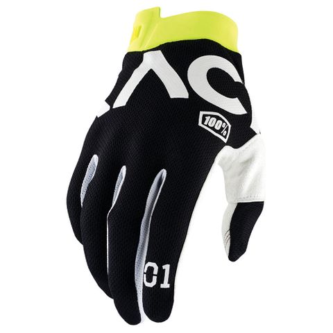 100% Itrack Racr Black Gloves