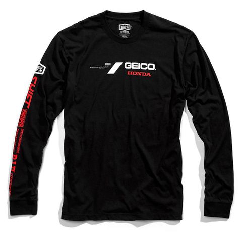 100% Geico Honda Raceday Black Long Sleeve T-Shirt
