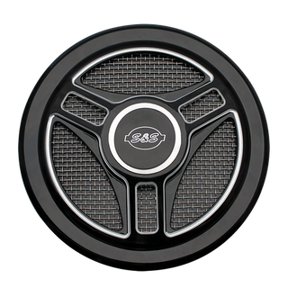 S&S Tri-Spoke Air Cleaner Cover In Gloss Black With Machined Highlights For All Stealth Applications