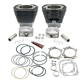 S&S 4 1/8" Bore Cylinder & Pistons Kit For 124" Hot Set Up Kit For 1999-'06 With 89Cc Or 91Cc Heads - Black Wrinkle Powder Coat Finish