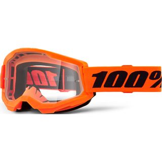 100% Strata2 Goggle Neon Orange - Clear Lens