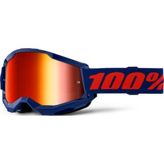 100% Strata2 Goggle Navy - Mirror Red Lens