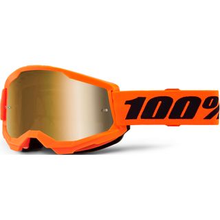 100% STRATA 2 Goggle Neon Org-Mir Gold Lens