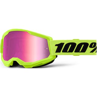 100% Strata2 Goggle Neon Yel-Mir Pink Lens