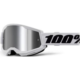 100% STRATA 2 JUNIOR Goggle Wht-Mir Sil Lens