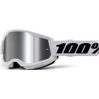 100% Strata2 JUNIOR Goggle Wht-Mir Sil Lens