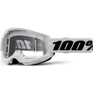 100% Strata2 Youth Goggle Wht-Clear Lens