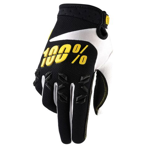 100% Airmatic Yellow/Black Gloves