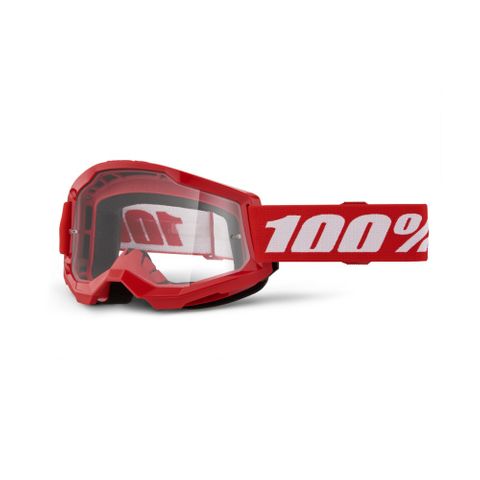 100% STRATA 2 JUNIOR Goggle Red - Clear Lens