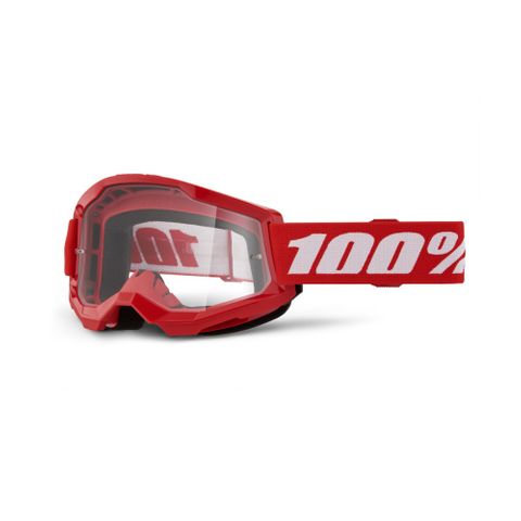 100% Strata2 JUNIOR Goggle Red - Clear Lens