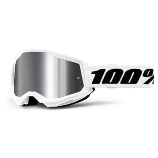 100% Strata2 Goggle Wht-Mirror Silver Lens