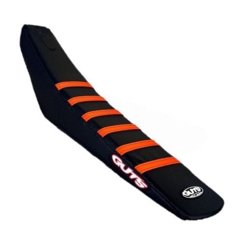 GUTS - KTM STOCK HEIGHT RIBBED SEAT COVER - KTM ORANGE RIBS BLACK SIDES BLACK TOP