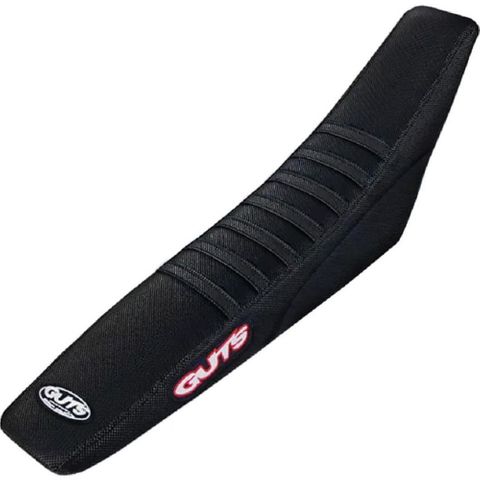 GUTS - SUZUKI STOCK HEIGHT AND -10MM LOWER THAN STOCK HEIGHT RIBBED SEAT COVER BLACK RIBS BLACK SIDES BLACK TOP