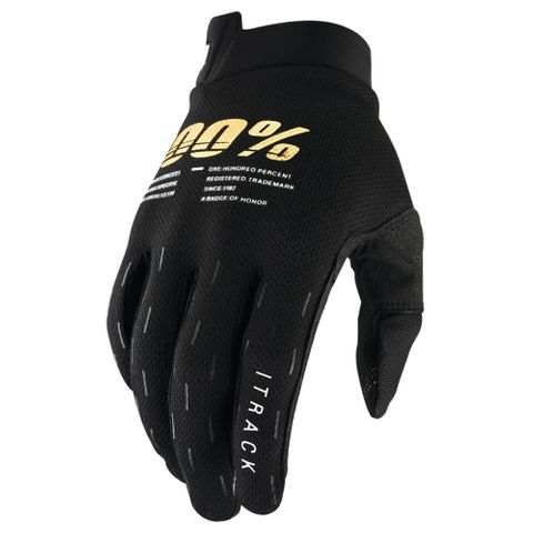 100% Itrack Black Youth Gloves