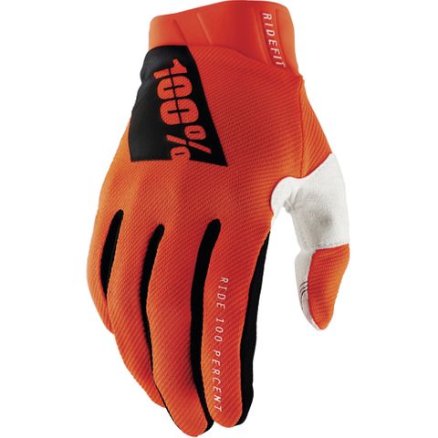 100% Ridefit Fluo Orange Gloves