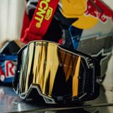 100% DUAL ARMEGA&reg; Racer Pro Pack Black/RedTrue Gold Mirror Lens w/ Free Goggle Case