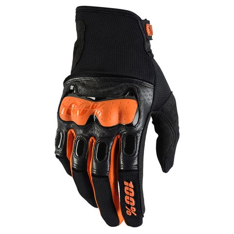 100% Derestricted Black/Orange Gloves