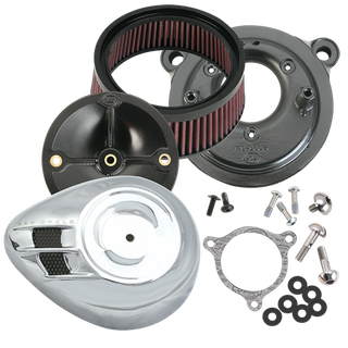 S&S Stealth Air Cleaner Kit With Chrome Airstream Cover For 2008-2017 Hd Touring Models And 2016-2017 Softailmodels