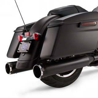 S&S Mk45 Slip-On Mufflers Ceramic Black With Highlight Machined Black Thruster End Caps - 4.5" For 1995-'16 Touring Models