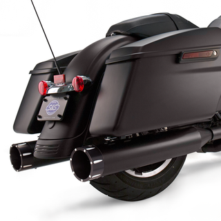 S&S Mk45 Slip-On Mufflers Ceramic Black With Highlight Machined Black Tracer End Caps - 4.5" For 1995-'16 Touring Models