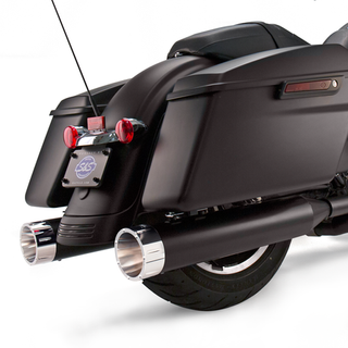 S&S Mk45 Slip-On Mufflers Ceramic Black With Chrome Tracer End Caps - 4.5" For 1995-'16 Touring Models