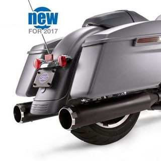 S&S Mk45 Slip-On Mufflers Ceramic Black With Highlight Machined Black Thruster End Caps - 4.5" For 2017-'20 M8 Touring Models