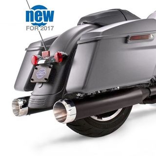 S&S Mk45 Slip-On Mufflers Ceramic Black With Chrome Thruster End Caps - 4.5" For 2017-'20 M8 Touring Models