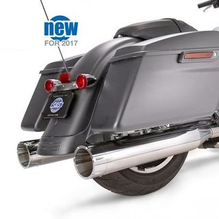 S&S Mk45 Slip-On Mufflers Chrome With Chrome Tracer End Caps - 4.5" For 2017-'20 M8 Touring Models