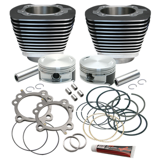 S&S Replacement 3-7/8" Bore Cylinder & Piston Kit For S&S 106" Stroker Kits For 1999-'16 Big Twins. - Wrinkle Black Finish