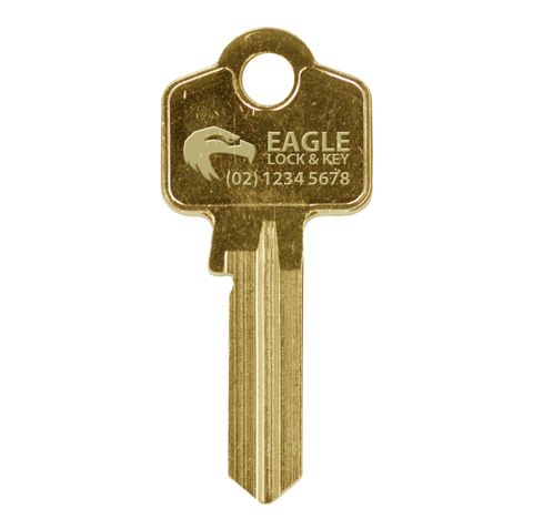 KEY BLANK (Like: WC2) - EMBOSSED *ALL BRASS*