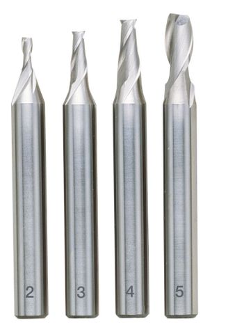 'HSS' Milling CUTTERS - 4-PCE SET (2, 3, 4, 5mm Dia.)