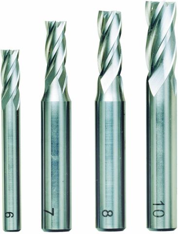 'HSS' Milling CUTTERS - 4-PCE SET (6, 7, 8, 10mm Dia.)