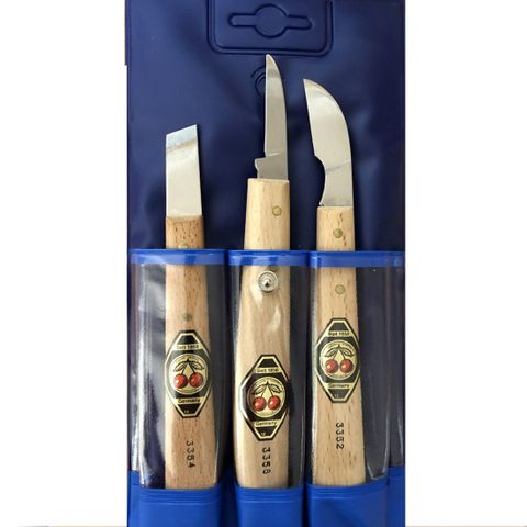 CHIP CARVING KNIFE 3-PCE SET - Plastic Display Pouch