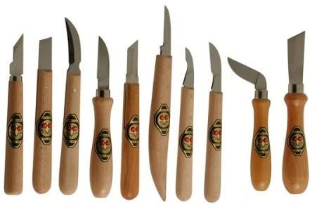 WOOD CARVING KNIVES 10-PCE SET - Display Packed
