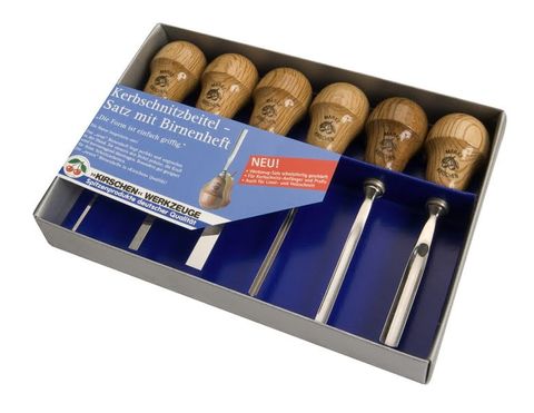 WOOD CARVING 6-PCE SET (Pear Handle) - Display Packed