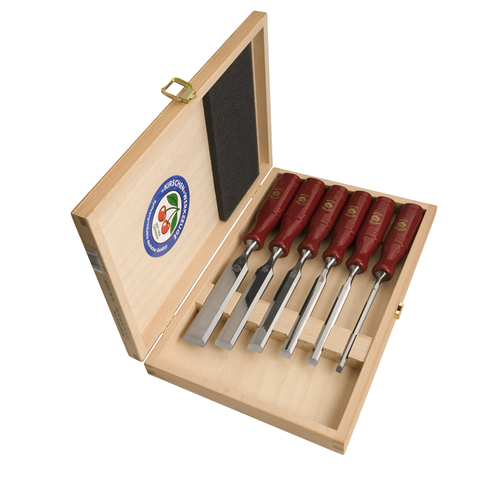 Bevel-Edge CHISEL 6-PCE SET (1003) - Wooden Storage Box