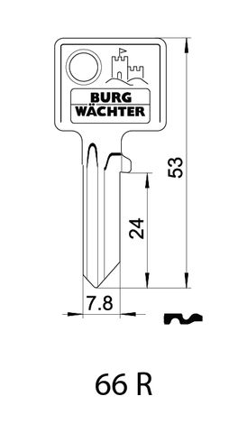 KEY BLANK to suit 217-F-Ni 50mm + CB0300-A (RIGHT Para)