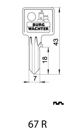 KEY BLANK to suit 400-E 30mm + 444 50mm  (NEW)