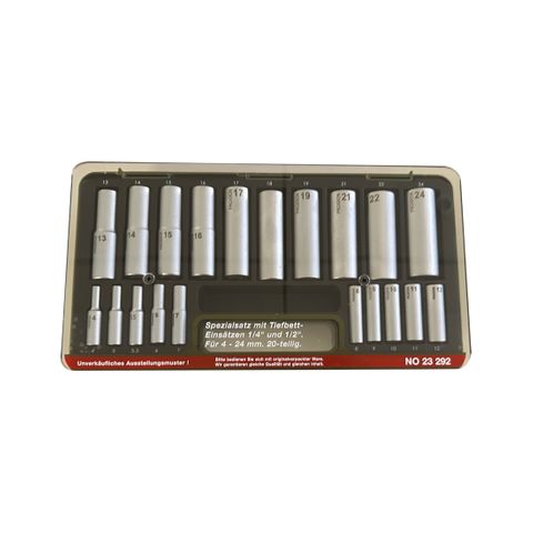 'SHOP DISPLAY' - Specialty Socket Set (Deep Sockets) - 20-Pce (PERSPEX COVER)