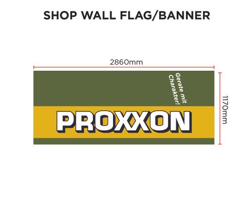 SHOP WALL FLAG / BANNER - PROXXON Green/Yellow 2860 x 1170mm