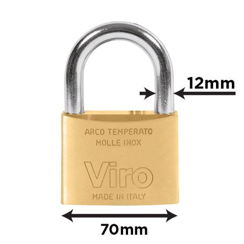 Massive Brass PADLOCK - 70mm Body & 12mm Shackle Dia.