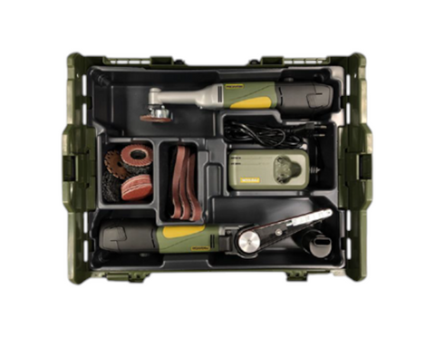 PROXXON - WOOD TREATMENT KIT - Incl. 2x Handheld Tools, Battery Charger & Various Access.