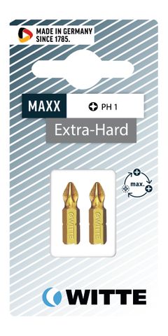 'MAXX-Extra-Hard' PHILLIPS BIT (PH1 x 25mm) - Card of 2