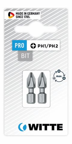 'PRO' PHILLIPS BIT (PH1/PH2 x 25mm) *Bitflex* - Card of 2